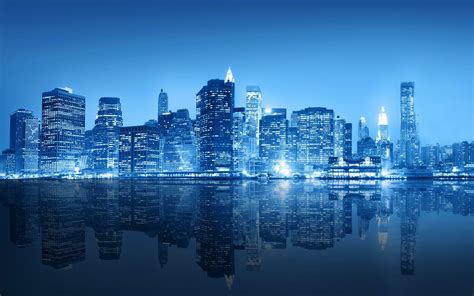 view of the blue city.